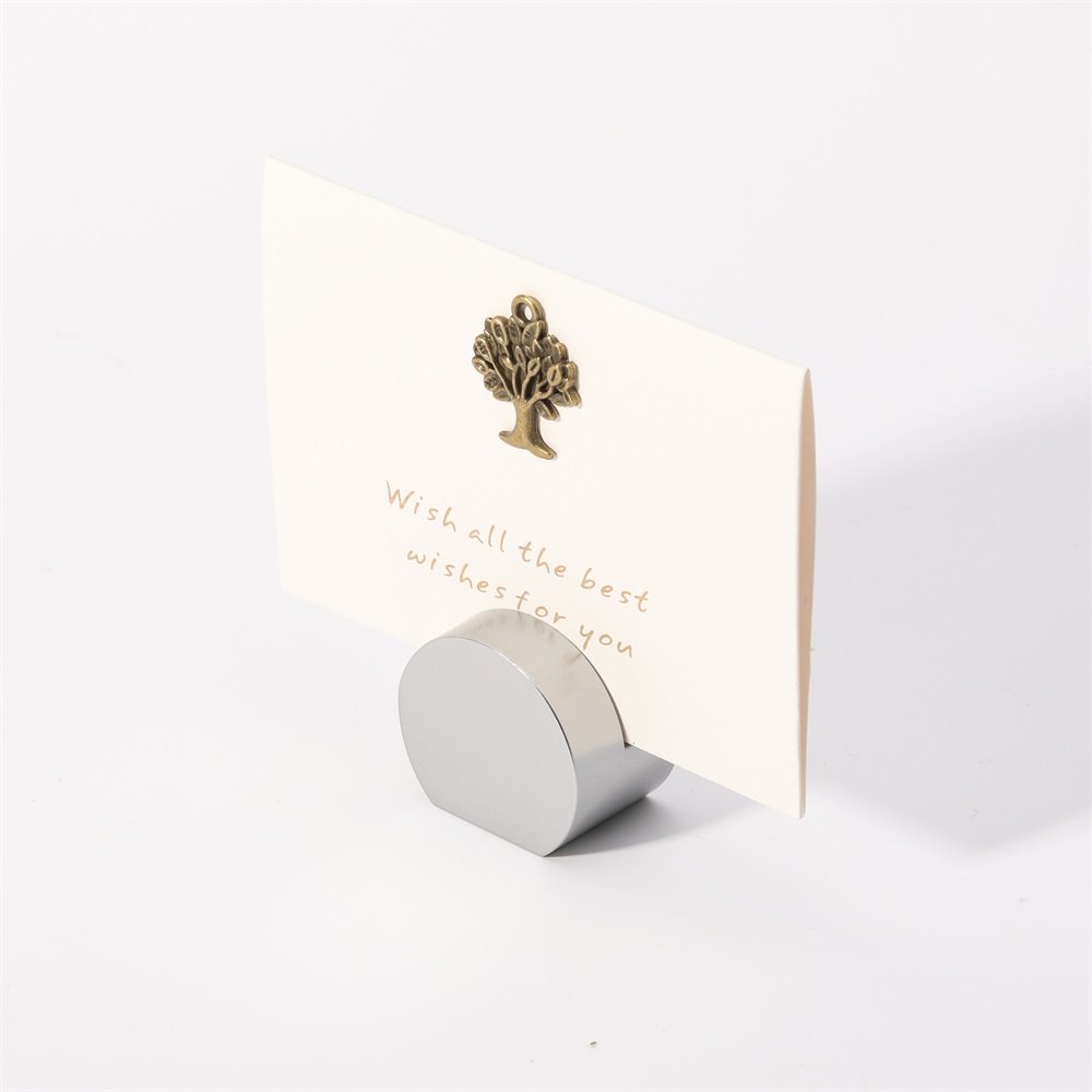 Maxery Silver Brass Card Stand Place Card Holder, Table Number Stands Picture Sign Holders for Wedding Dinner Home Party Events