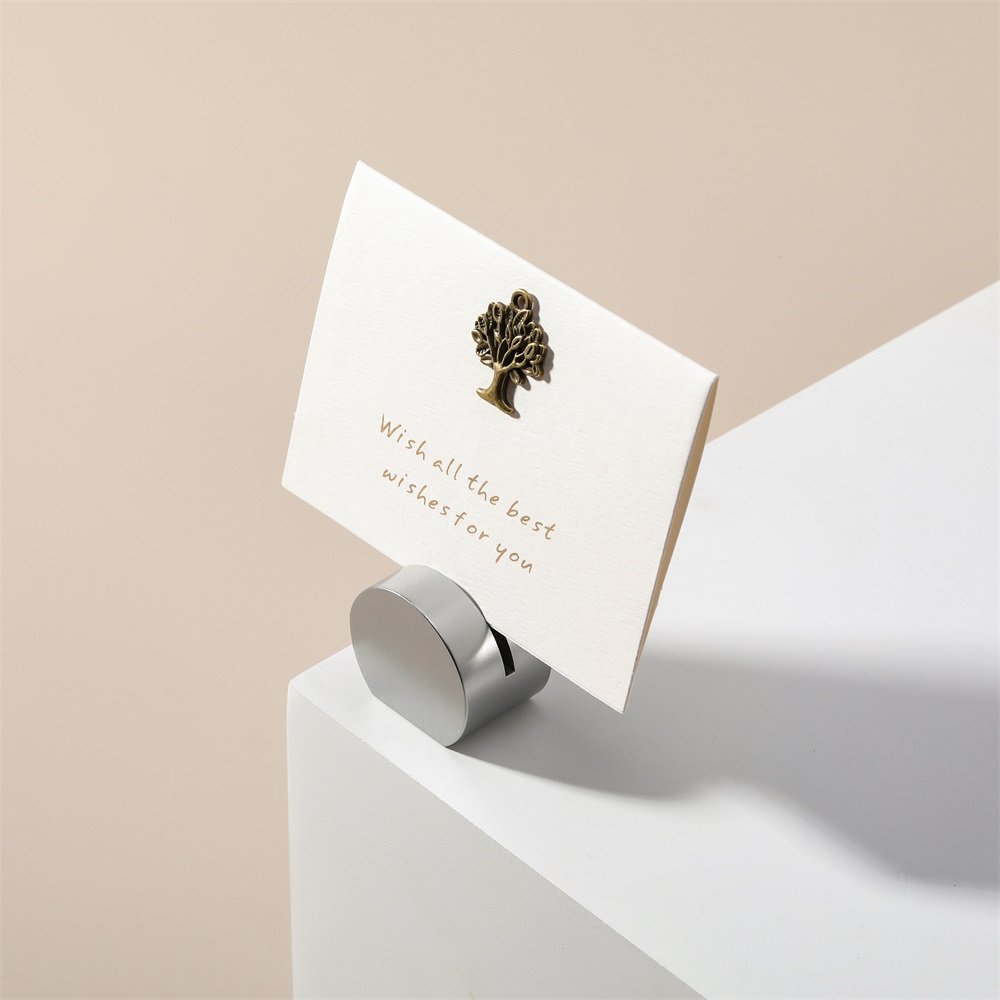 Maxery Silver Brass Card Stand Place Card Holder, Table Number Stands Picture Sign Holders for Wedding Dinner Home Party Events