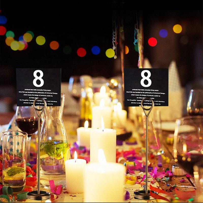Stainless Steel Restaurant Hotel Table Number Holder Clips Wedding Place Card Holder Stand