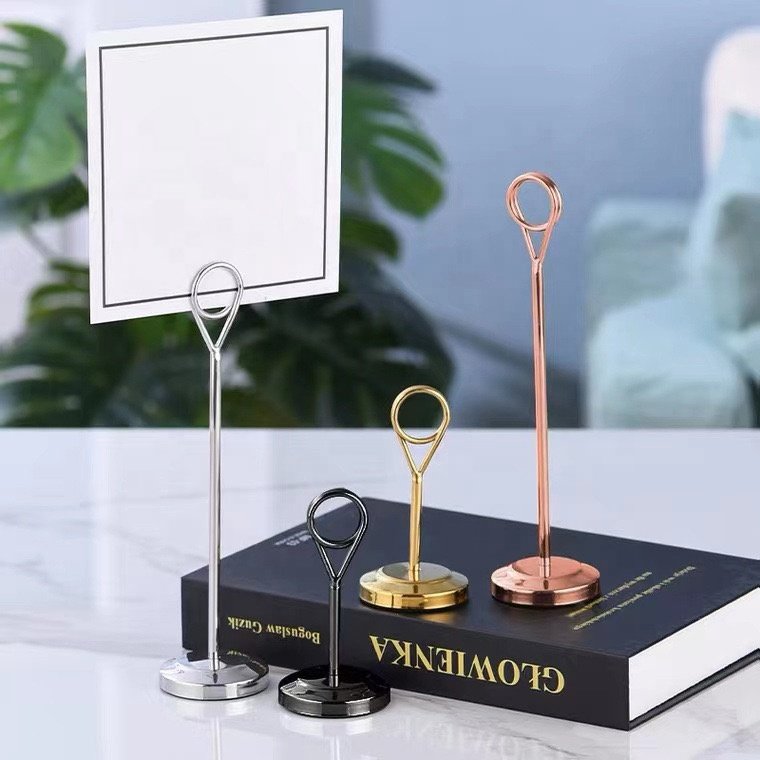 Stainless Steel Restaurant Hotel Table Number Holder Clips Wedding Place Card Holder Stand