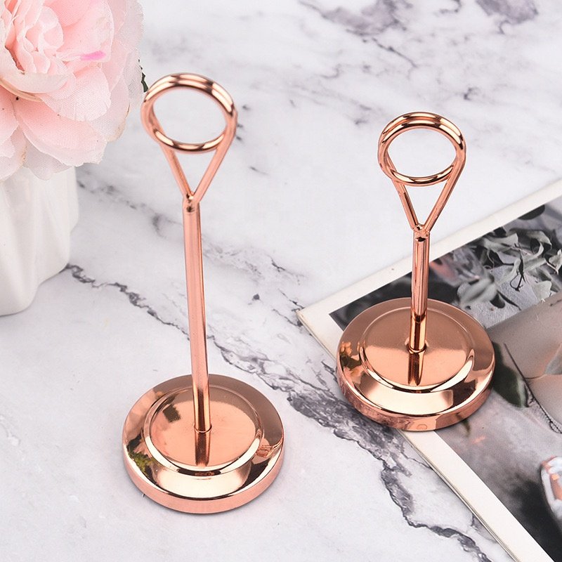 Stainless Steel Restaurant Hotel Table Number Holder Clips Wedding Place Card Holder Stand