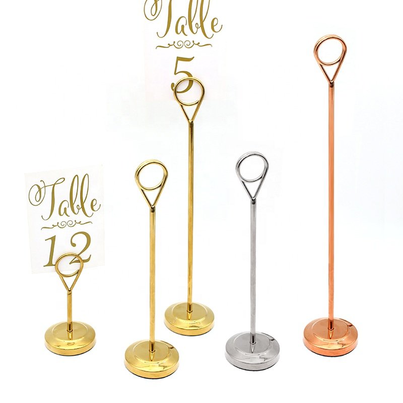 Stainless Steel Restaurant Hotel Table Number Holder Clips Wedding Place Card Holder Stand