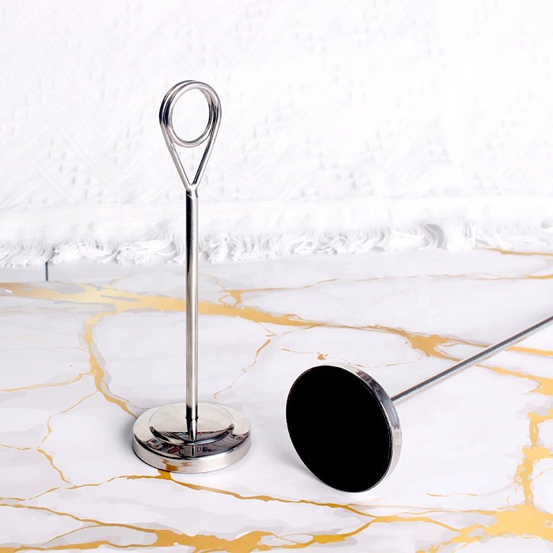 Stainless Steel Restaurant Hotel Table Number Holder Clips Wedding Place Card Holder Stand