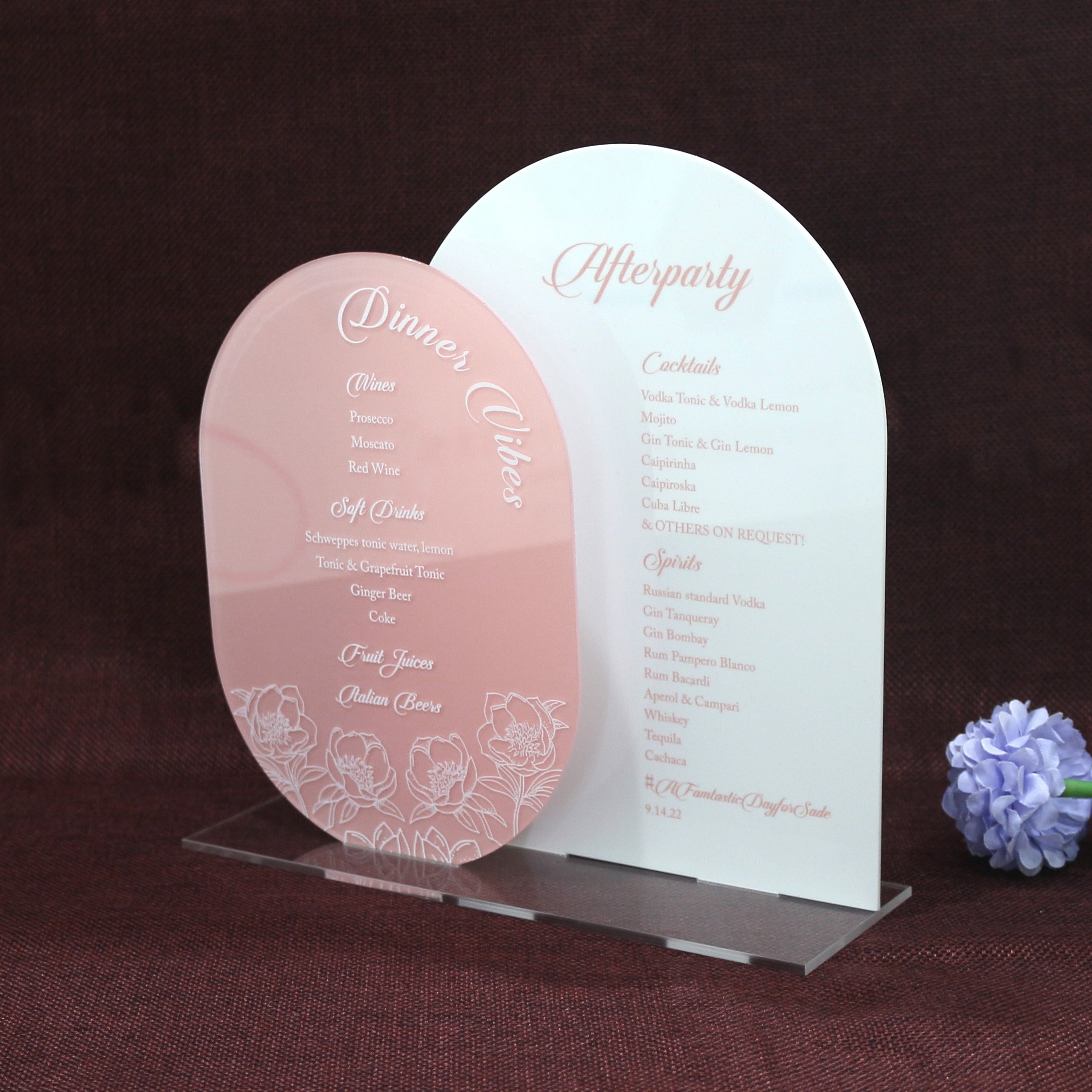 Elegant White Acrylic Menu Cards Wedding Party Table Number Cards Celebrate Place Card