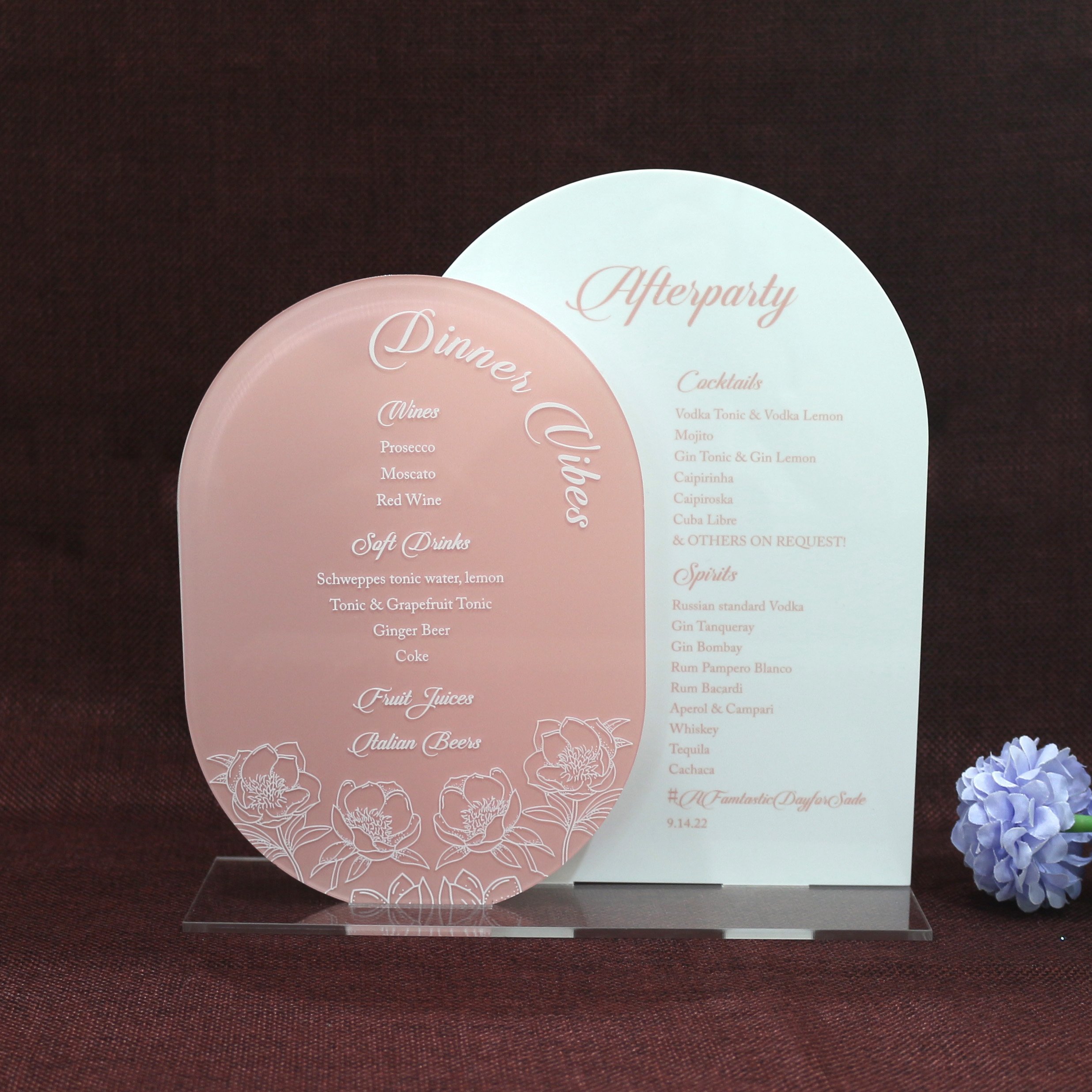 Elegant White Acrylic Menu Cards Wedding Party Table Number Cards Celebrate Place Card