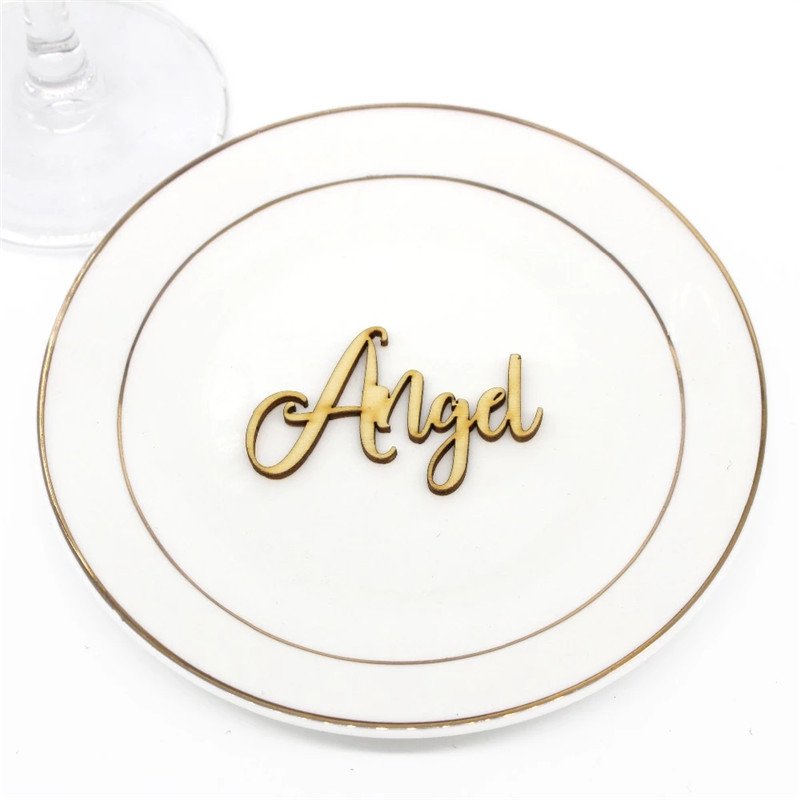 Free Design Laser Cut Guest Names Wedding Table Calligraphy Reception Decor Custom Wood Word Place Name Settings Card