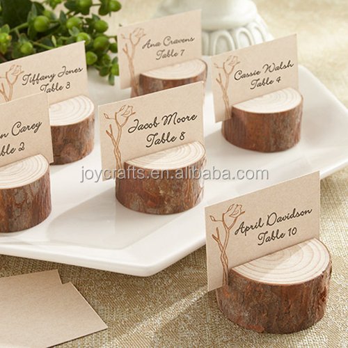 Wedding Table Decoration Rustic Real Wood Name Place Card Holder