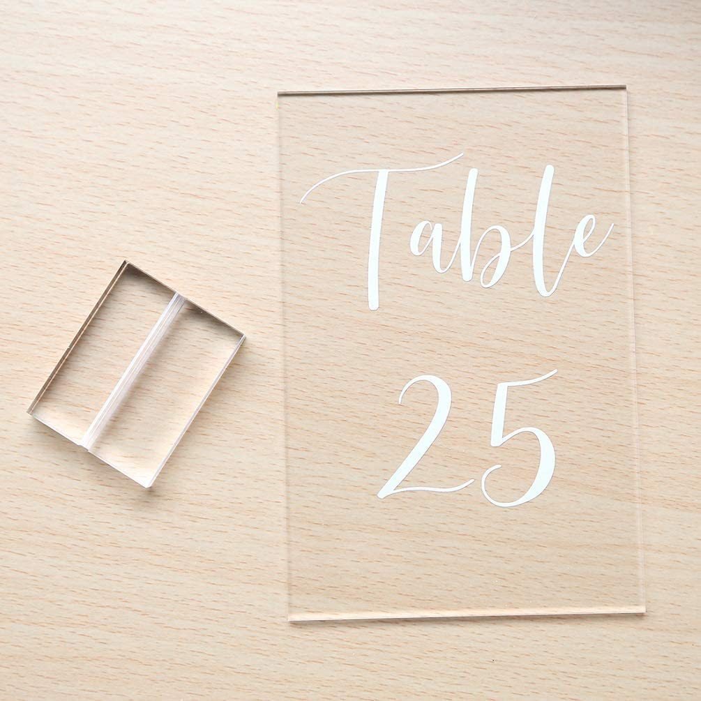 Custom Wedding Table Number Card Stand Acrylic Clear Display Slot Base For Place Card Holder Table