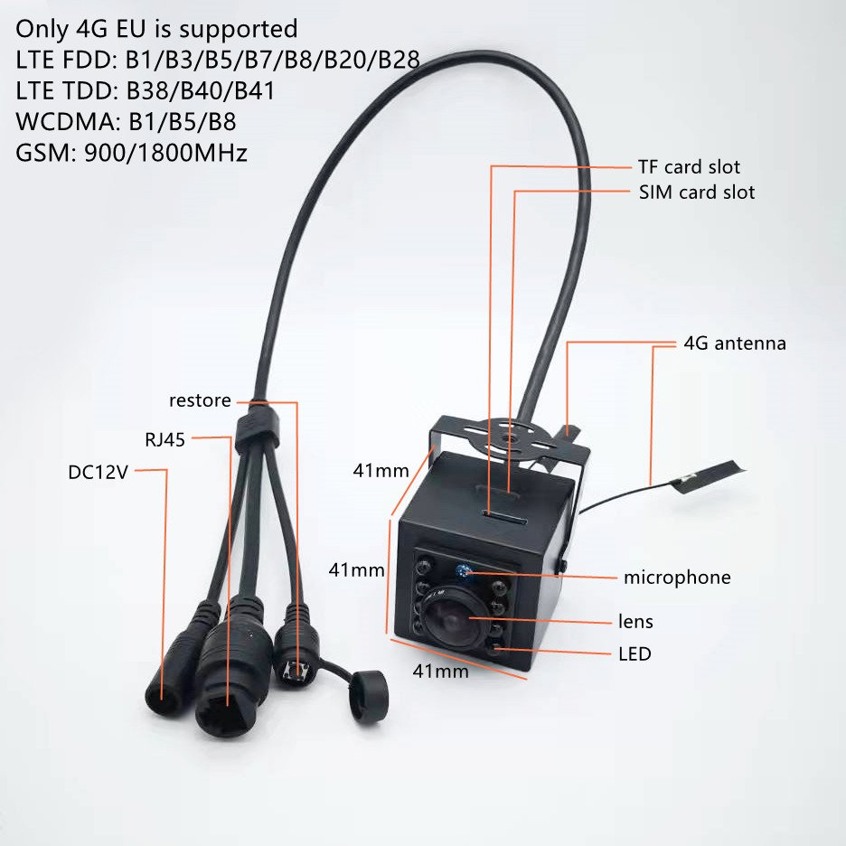 4G SIM Card IP Camera 1080P 5MP 940nm IR Infrared Night Vision Security 4G EU Camera CCTV P2P Audio TF Card Camhi
