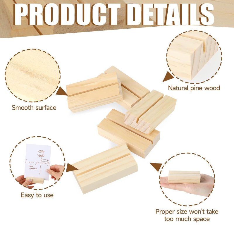 10PCS Wood Place Card Holder Photo Holders Number Stands Picture Holder Sign Name Business Card Stands