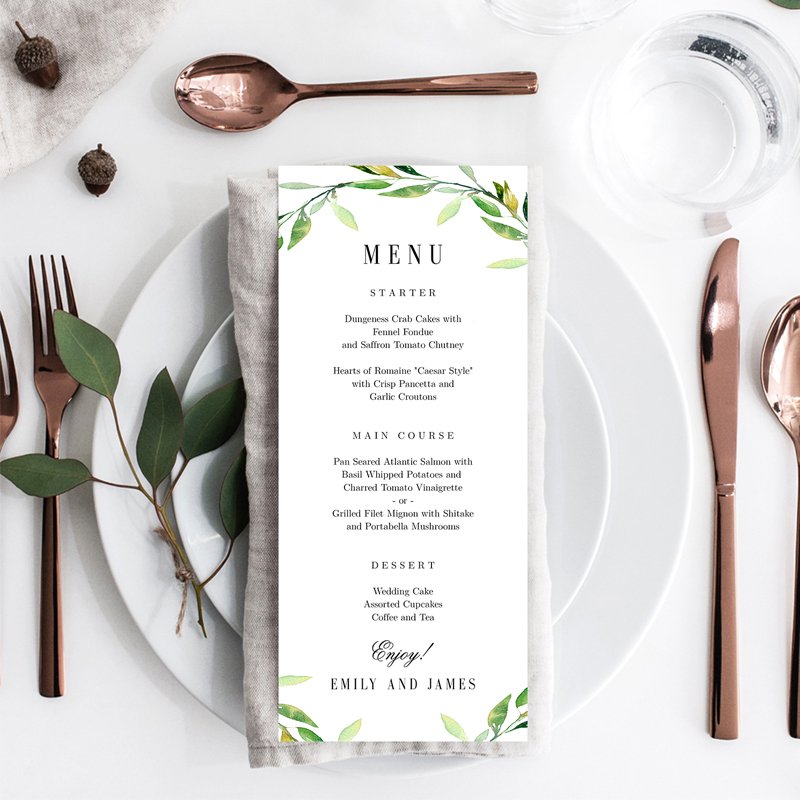 Custom printing paper food menu cards for wedding