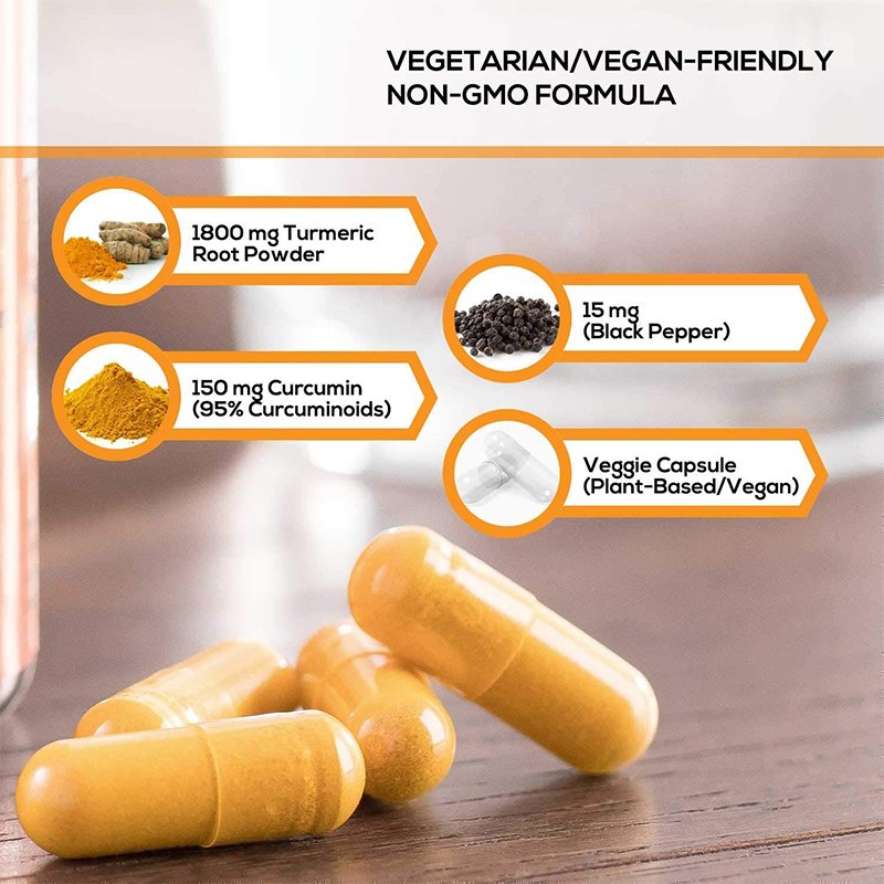 Turmeric Curcumin Capsule 1950 mg 240 Capsules Curcuminoids Bioperine Pain Relief Joint Support