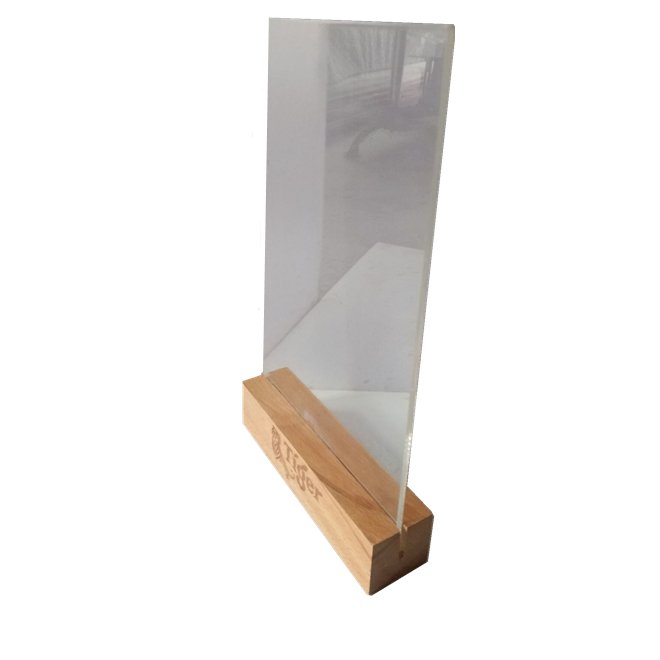 Rustic Beech Wood Place Card Holders Table Number Stands for Wedding Party,Dual-sided Acrylic Sign Display Stand with Wood Base