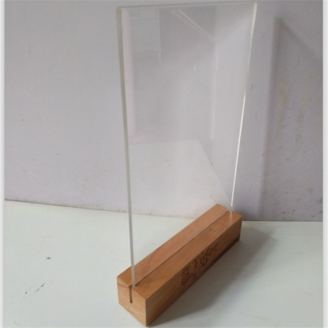 Rustic Beech Wood Place Card Holders Table Number Stands for Wedding Party,Dual-sided Acrylic Sign Display Stand with Wood Base