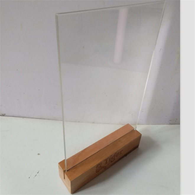 Rustic Beech Wood Place Card Holders Table Number Stands for Wedding Party,Dual-sided Acrylic Sign Display Stand with Wood Base