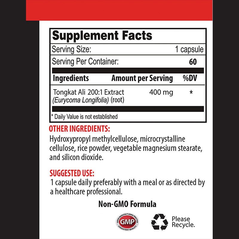 Tongkat Ali Eurycoma longifolia Extract Capsules men's health supplement boost energy and strength
