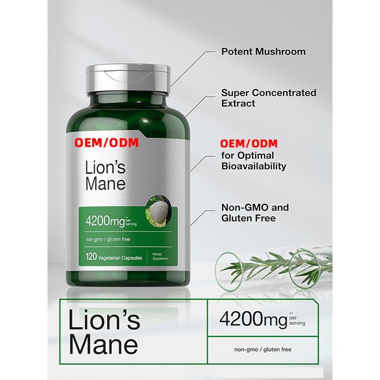 Lions Mane Mushroom Extract 4200mg 120 Capsules Vegetarian Non-GMO Gluten Free Supplement