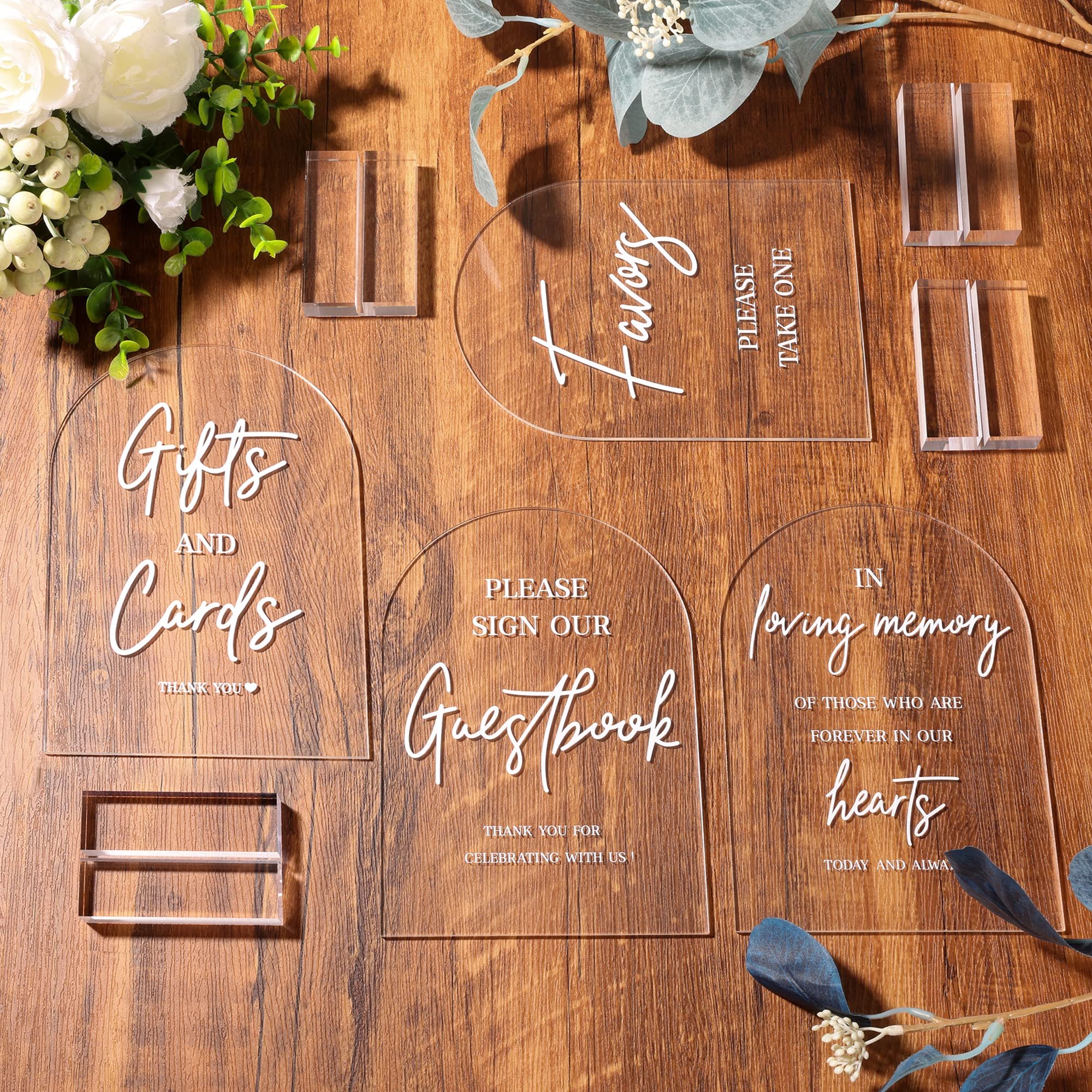 Factory wholesale 4pcs Wedding Signage, Guest Book Sign,Gifts Sign Acrylic Arch Wedding Table Numbers for Party Decorations
