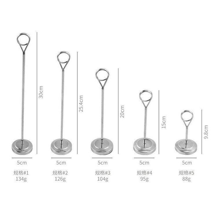 European Ring Seat Number Place Card Stand Buffet Menu Stainless Steel Plate Table Card Holder Photo Holder For Wedding Party