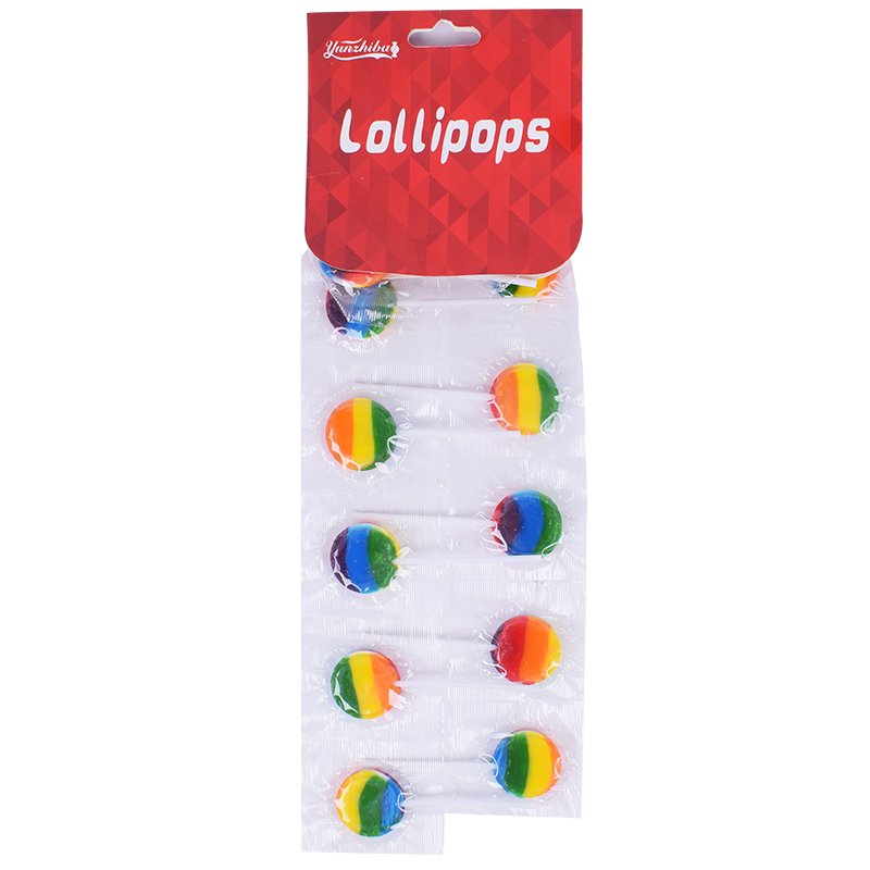 Manufacturer Direct Sale Card Packed 8G Round Flat Lollipops In Daily Candies Wtih Competitive Price