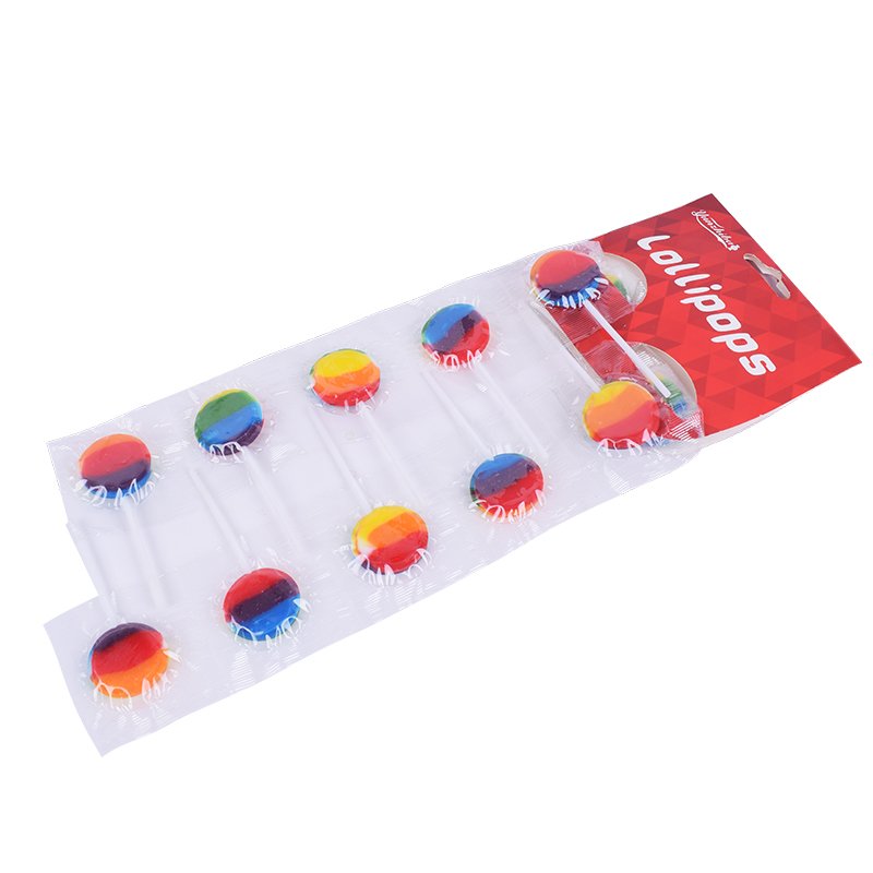Manufacturer Direct Sale Card Packed 8G Round Flat Lollipops In Daily Candies Wtih Competitive Price