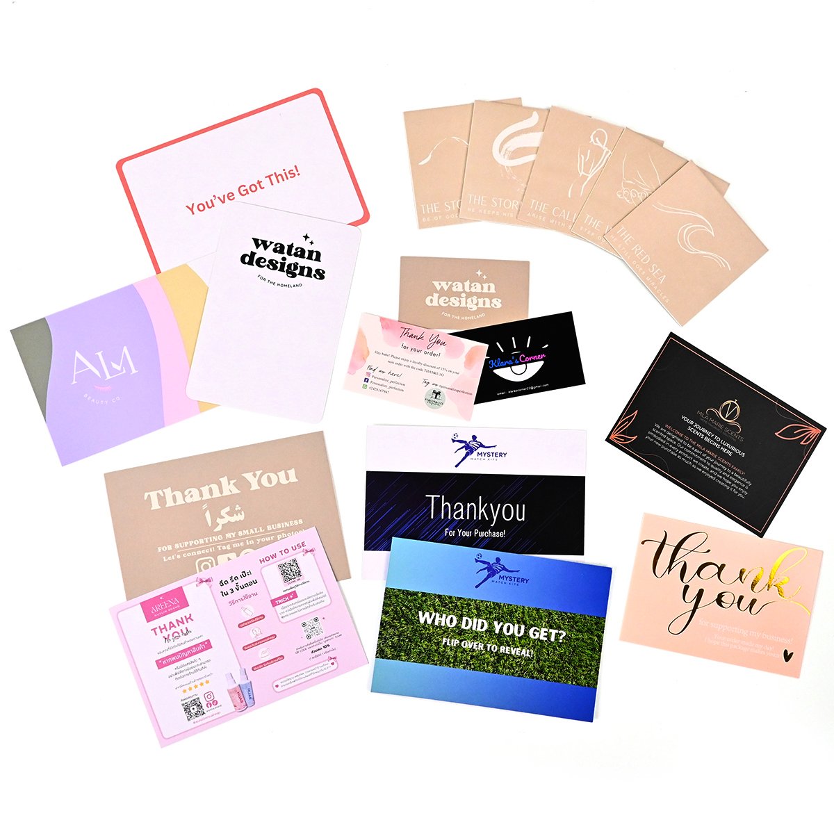 Low MOQ Custom Logo Printed Full Color Design Thanks Post Cards Postcards Promotion Business Thank You Cards