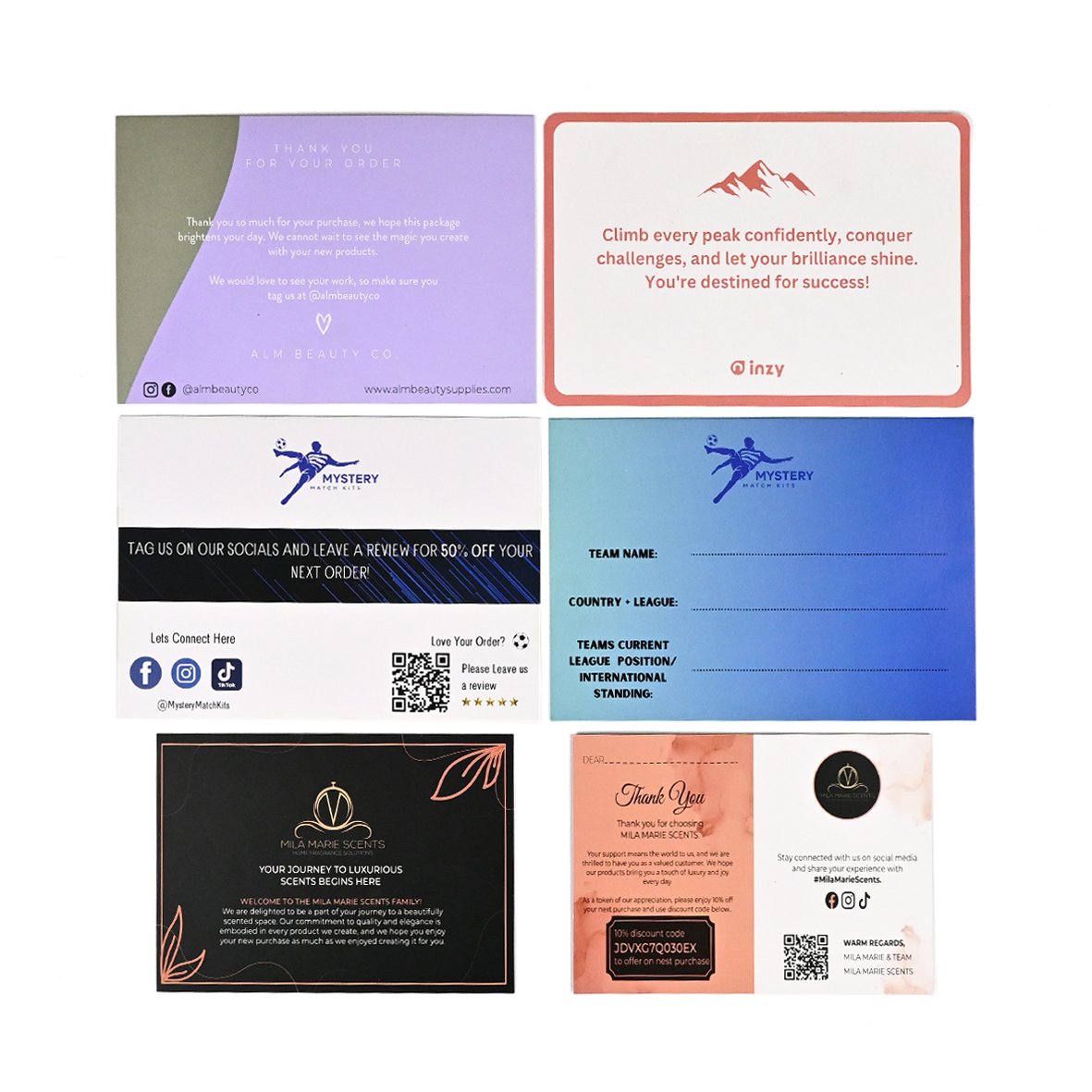 Low MOQ Custom Logo Printed Full Color Design Thanks Post Cards Postcards Promotion Business Thank You Cards