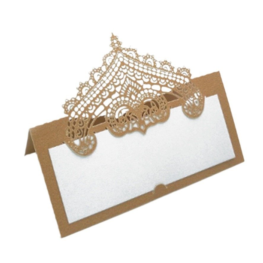 Cross-Border Three-Dimensional Lace Seat Laser Hollow Holiday Handwriting Wedding Table Name Card In Stock