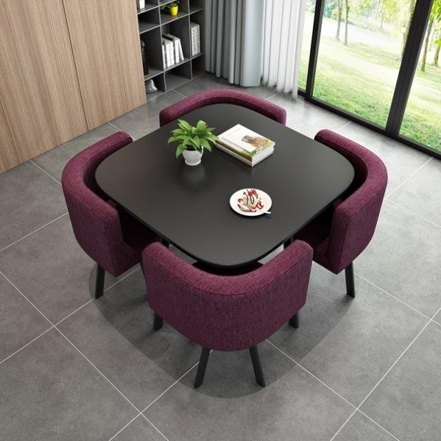 Modern Luxury Hot Sale Saving Place Coffee Table Sets Leisure Round Dining Tables And 4 Chairs Set