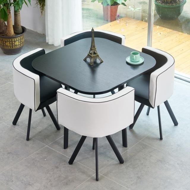 Modern Luxury Hot Sale Saving Place Coffee Table Sets Leisure Round Dining Tables And 4 Chairs Set