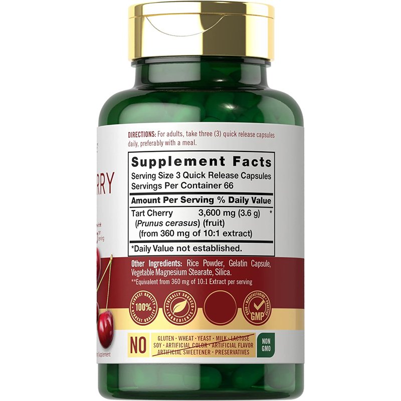 Tart Cherry Extract Capsules 200 Count Non-GMO And Gluten Free Formula Traditional Herb Supplement