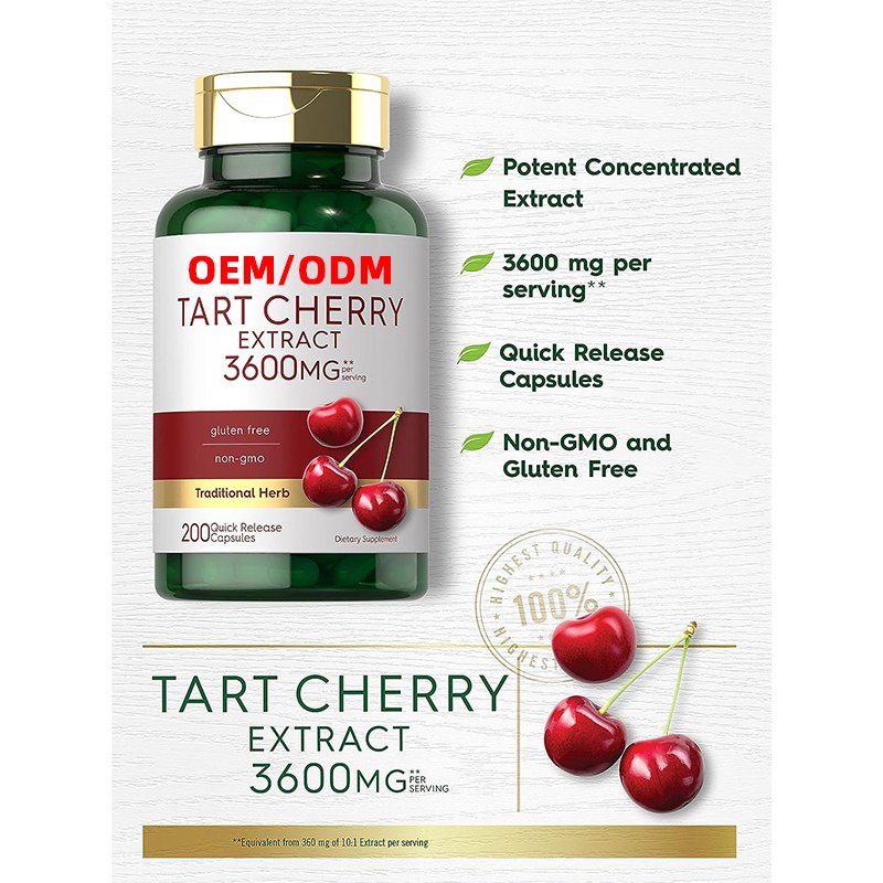 Tart Cherry Extract Capsules 200 Count Non-GMO And Gluten Free Formula Traditional Herb Supplement