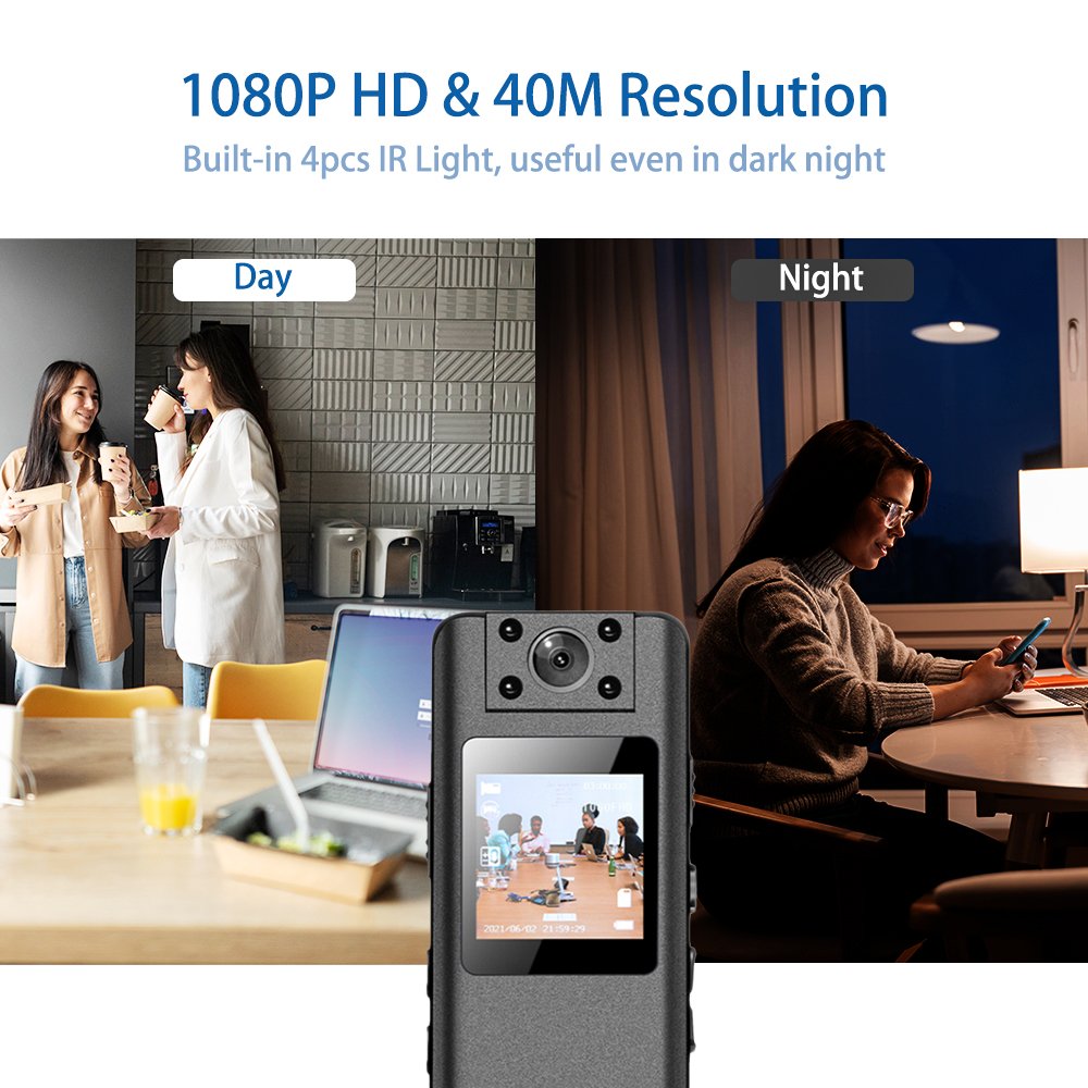 A22 Digital Mini Body Mounted Camera 1080P Screen 2200mAH Magnetic Night Vision Small Camera Sports DV Camcorder