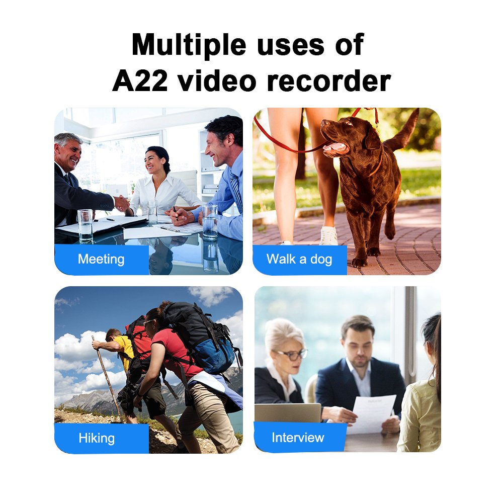 A22 Digital Mini Body Mounted Camera 1080P Screen 2200mAH Magnetic Night Vision Small Camera Sports DV Camcorder