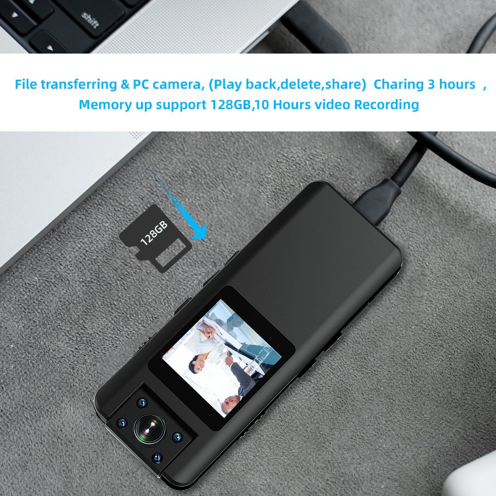 A22 Digital Mini Body Mounted Camera 1080P Screen 2200mAH Magnetic Night Vision Small Camera Sports DV Camcorder