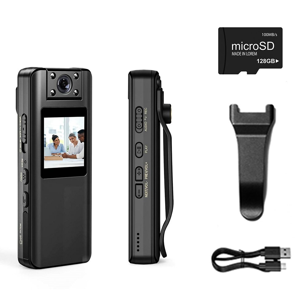 A22 Digital Mini Body Mounted Camera 1080P Screen 2200mAH Magnetic Night Vision Small Camera Sports DV Camcorder