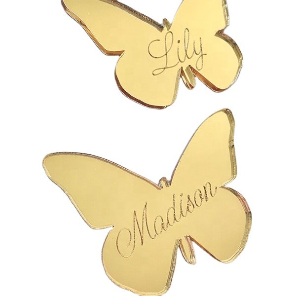 Custom Design Shape Laser Cut Mirror Acrylic Name Words Place Cards