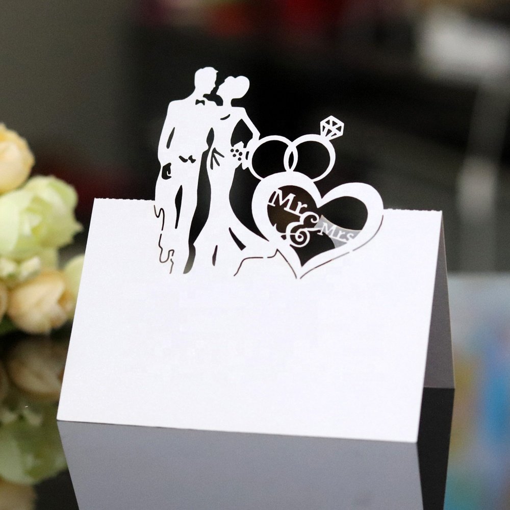 Bride Groom Place Name Place Seat Card Mr Mrs Table Cards for Wedding Party Decor