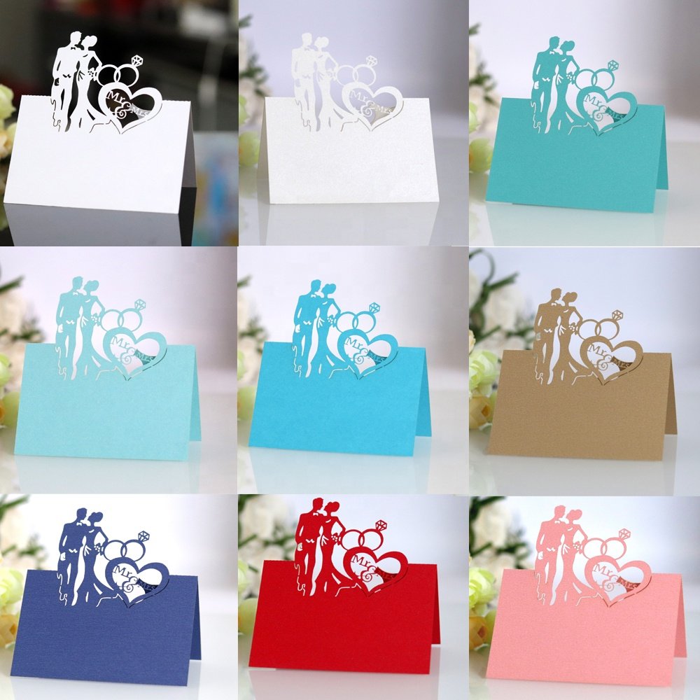 Bride Groom Place Name Place Seat Card Mr Mrs Table Cards for Wedding Party Decor