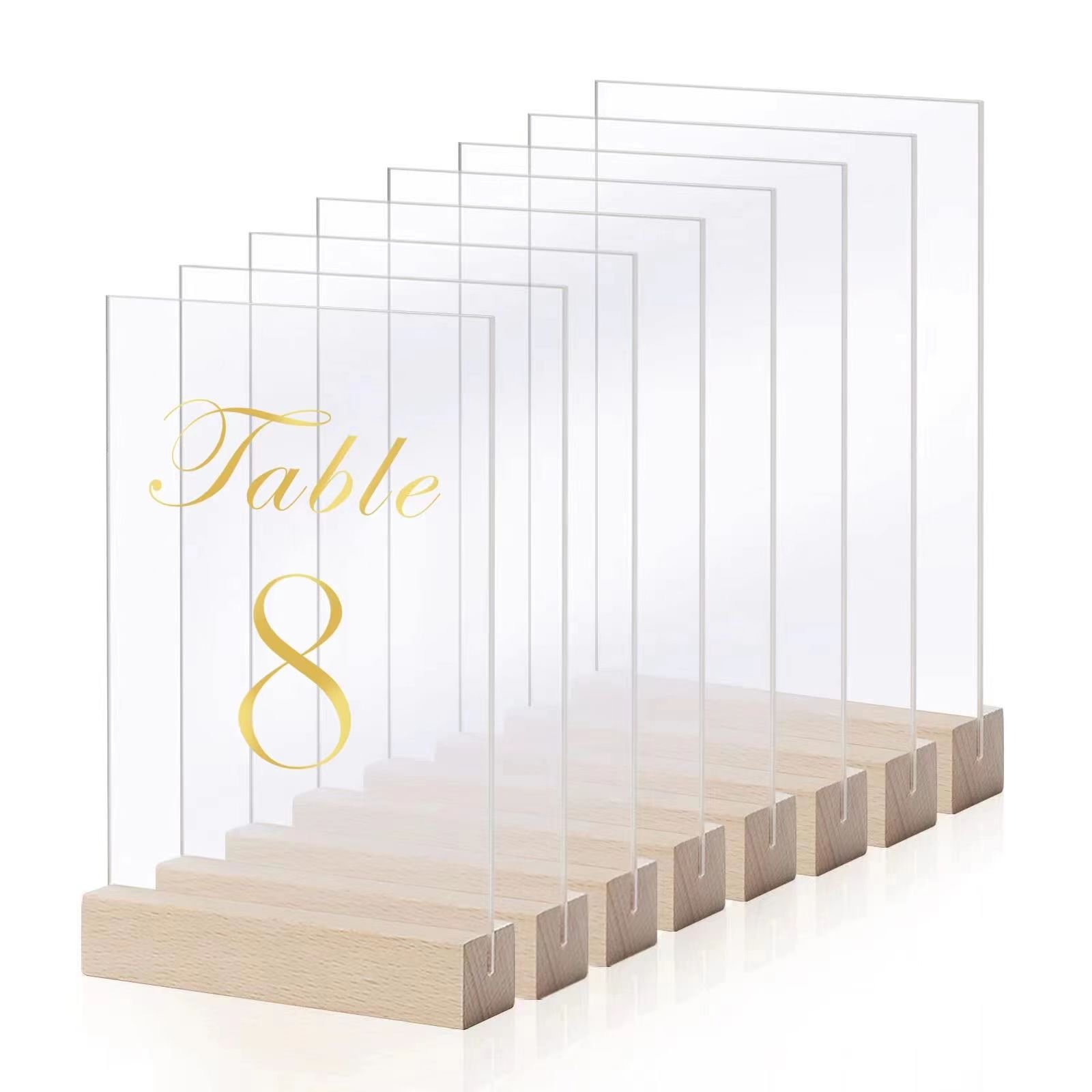 Factory 4 style hexagon rectangle arch round Wedding restaurant decor Acrylic Place Cards Number Table wooden Holder