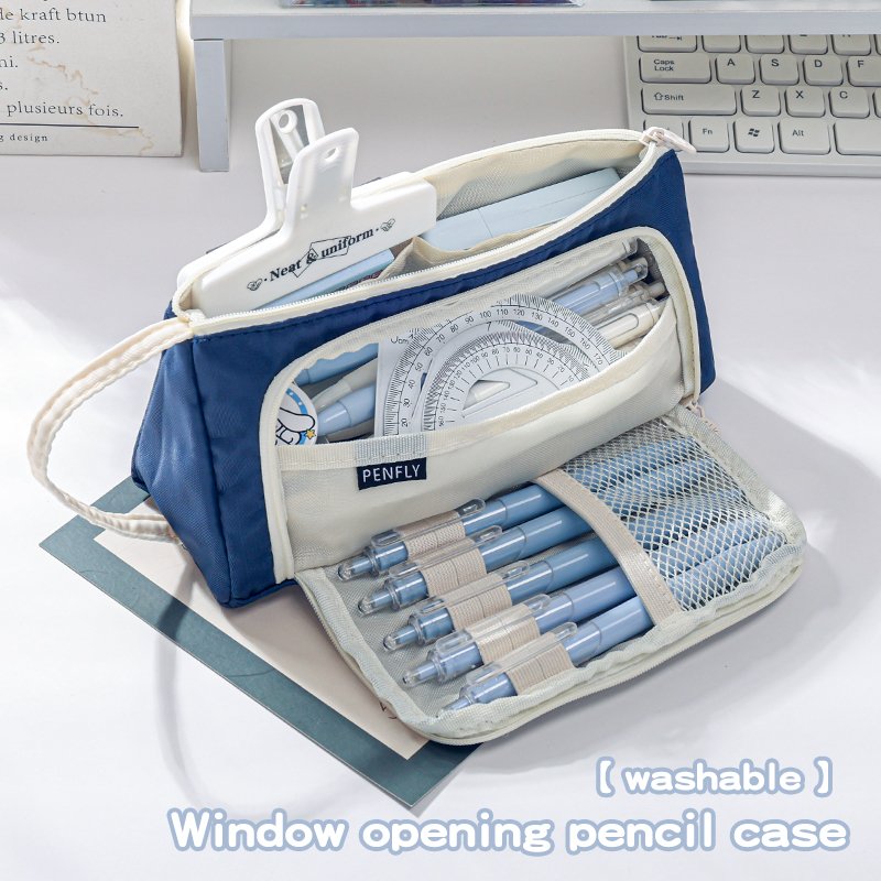 Custom Oxford Cloth High Aesthetics Multifunctional Colour Multi-layer large capacity Portable Student Pen Pouch cosmetics bag