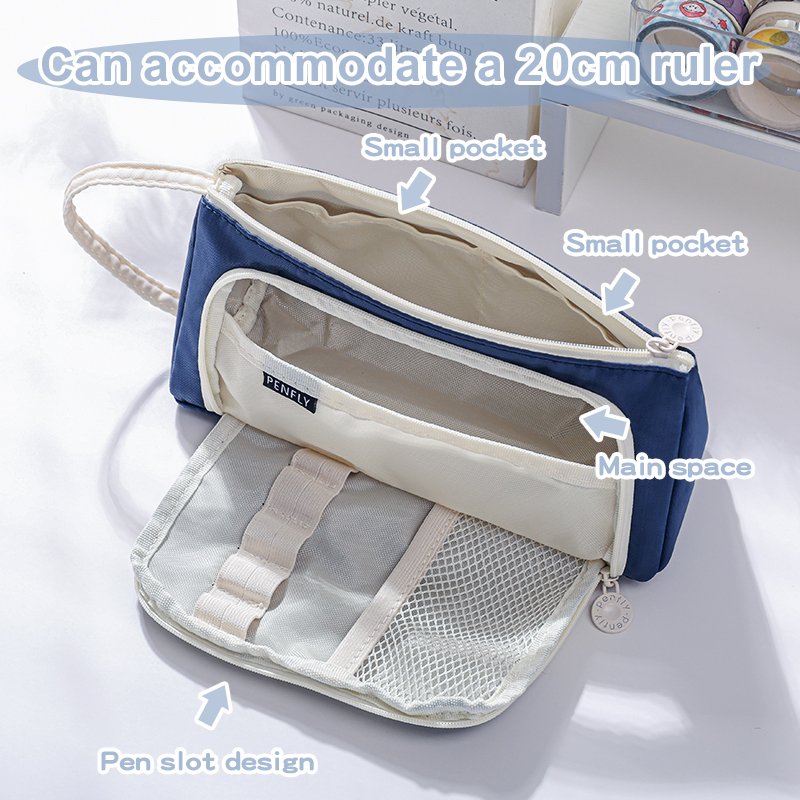 Custom Oxford Cloth High Aesthetics Multifunctional Colour Multi-layer large capacity Portable Student Pen Pouch cosmetics bag