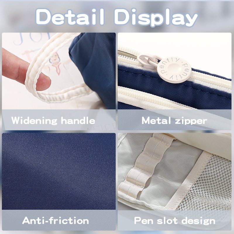 Custom Oxford Cloth High Aesthetics Multifunctional Colour Multi-layer large capacity Portable Student Pen Pouch cosmetics bag