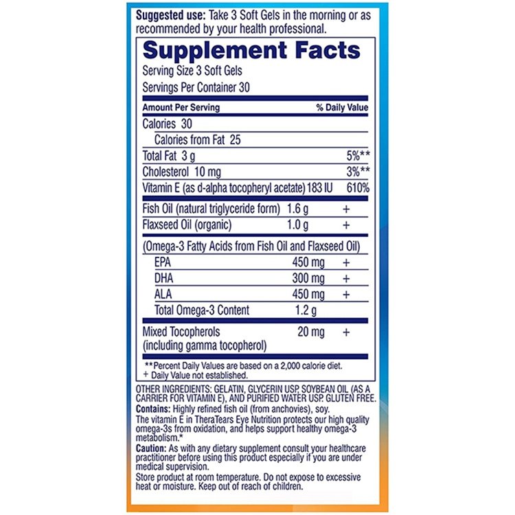 90 Soft Gels 1200mg Omega-3 Eye Nutrition Therapy For Your Eyes Supplement Healthy Tears