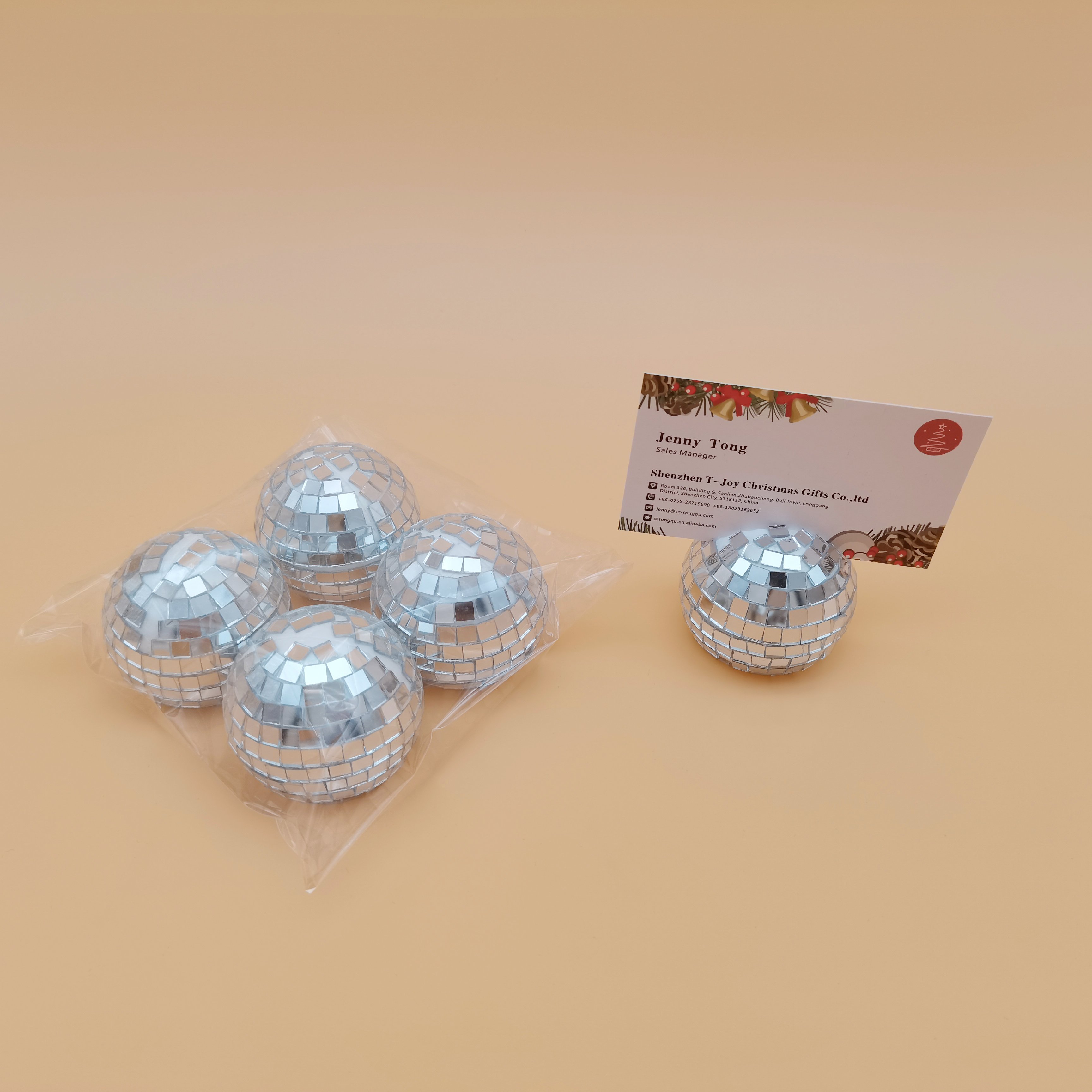 Christmas place card holder mirror installation ball mirror ball base