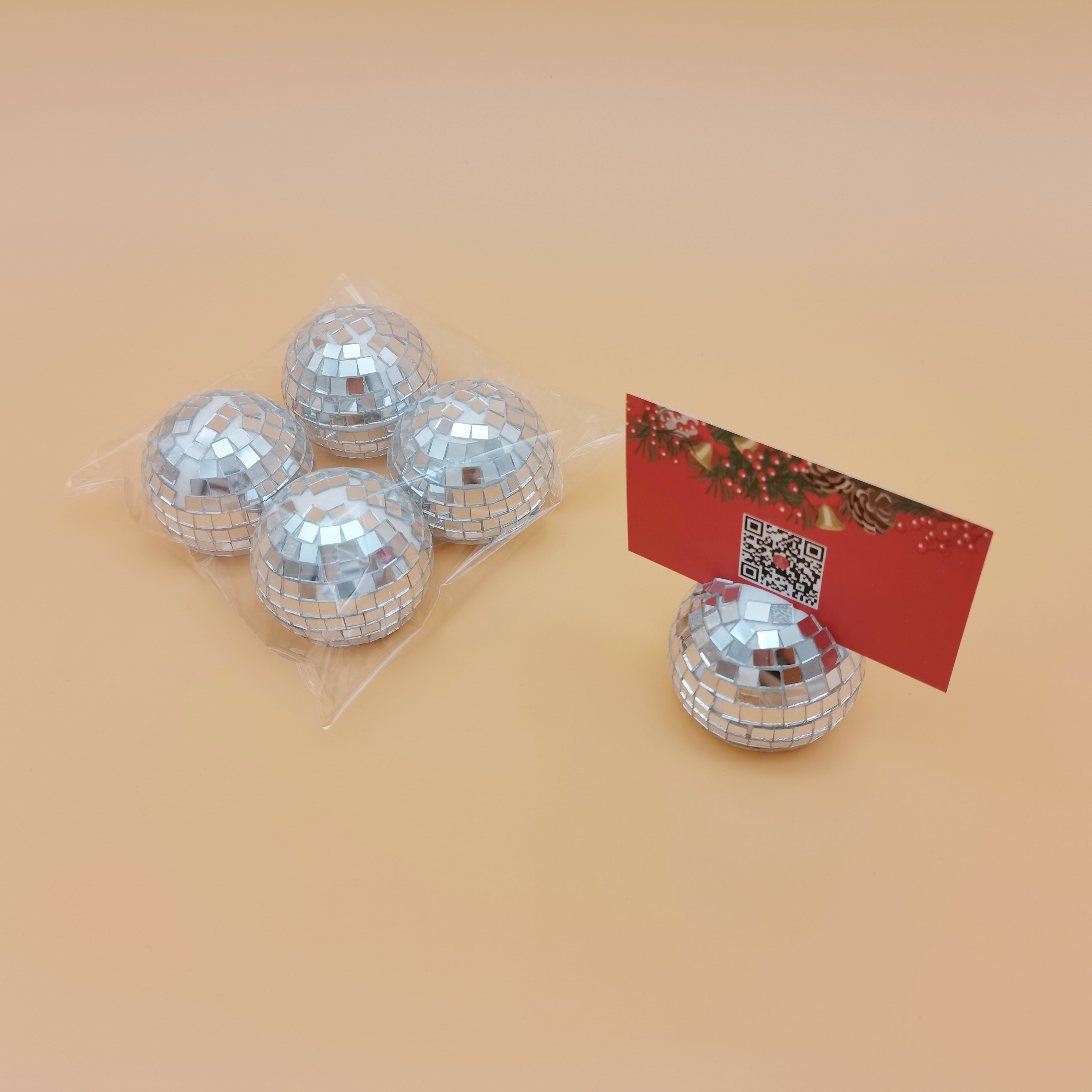 Christmas place card holder mirror installation ball mirror ball base