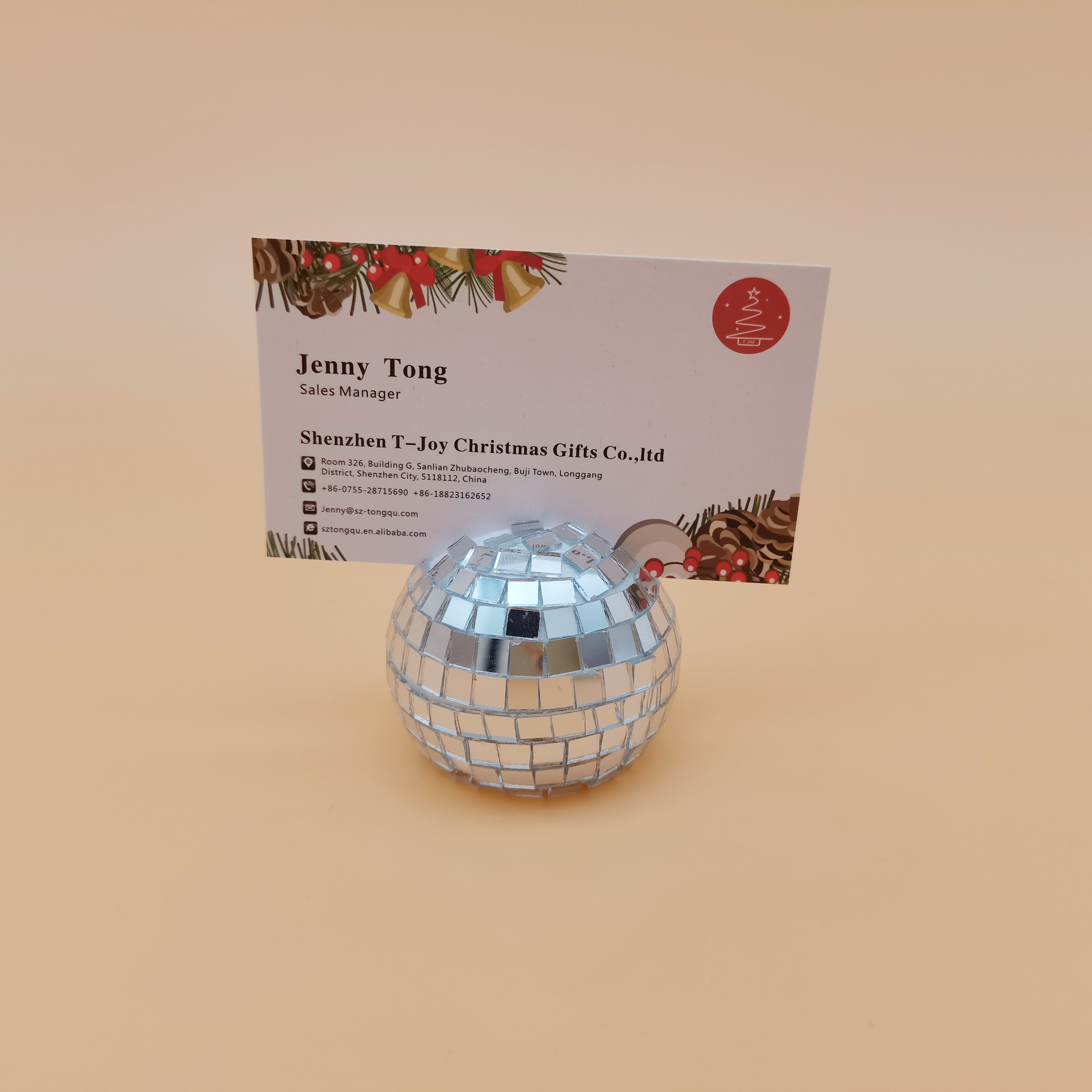 Christmas place card holder mirror installation ball mirror ball base