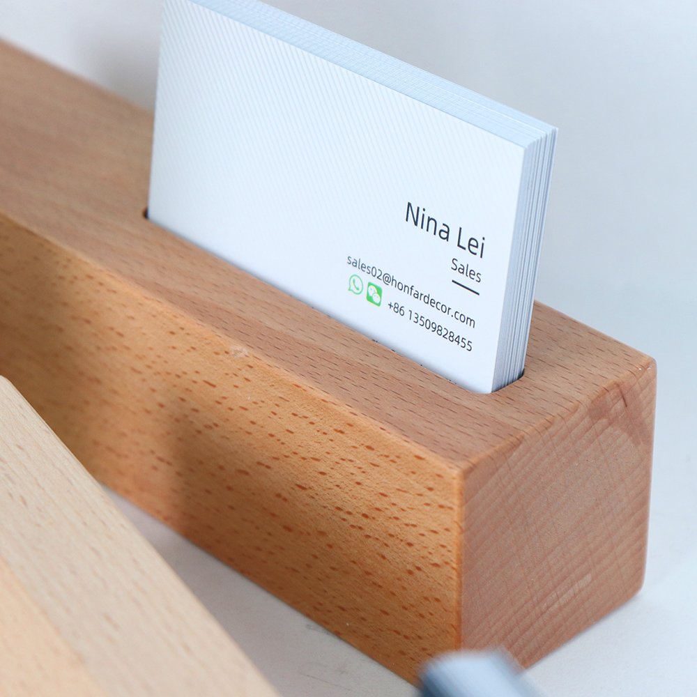 High quality custom natural pine beech wood photo card stand wooden business card stand holder