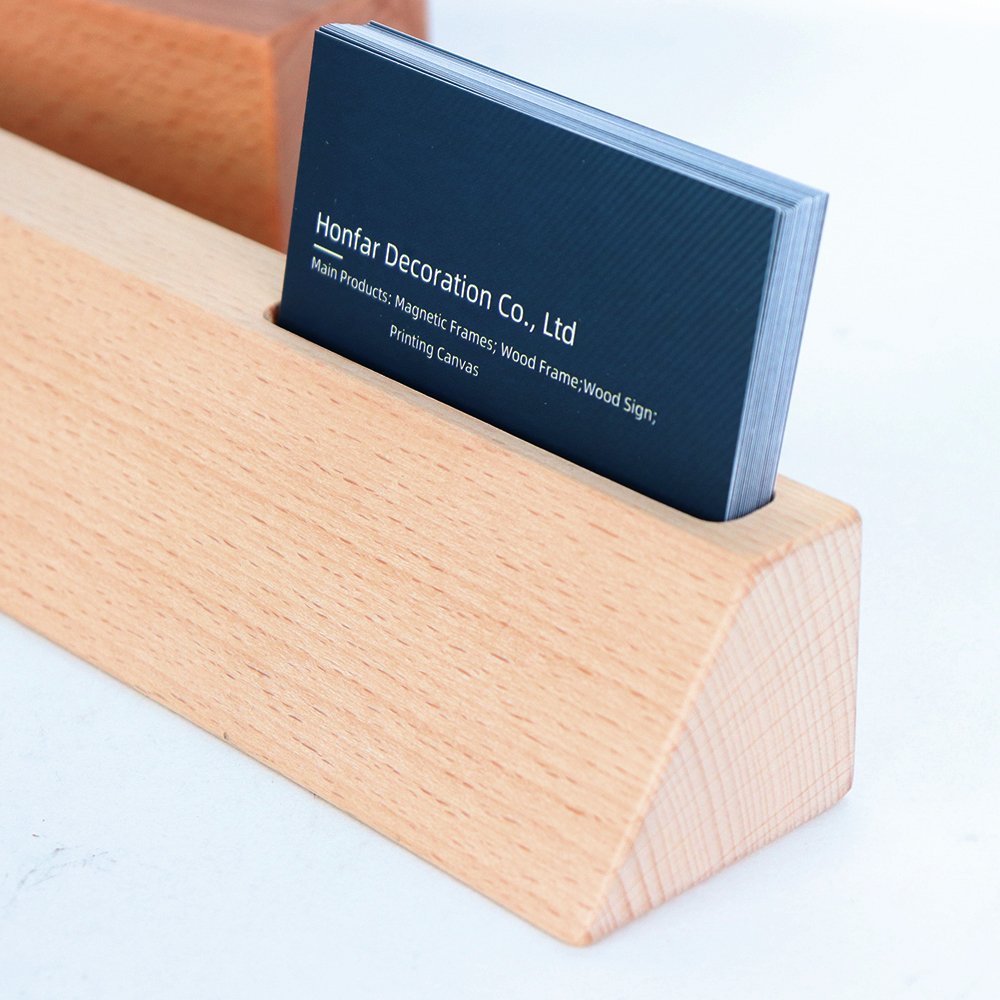 High quality custom natural pine beech wood photo card stand wooden business card stand holder