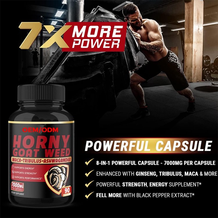 Horny Goat Weed Capsules 7000mg Herbal Equivalent with Maca Ginseng Tribulus Terrestris Ashwagandha for Performance and Energy